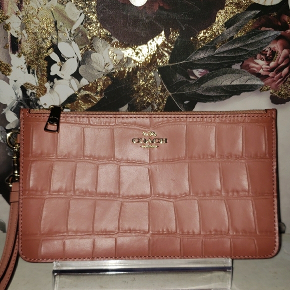 Coach Handbags - Coach Croc-Embossed Wristlet New